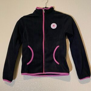 Kids Converse Black Jacket with Pink Logo Patch Size 10/12